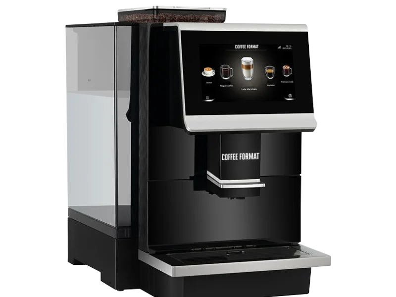 Coffee Format BLOOM — widok ekspresu z przodu i z boku